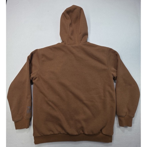 Carhartt Hoodie Jacket Mens Brown Full ZIp Lined Mexico Made Light Distress - Picture 9 of 10